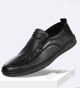 Giày lười da bò nam, đế khâu cực bền, họa tiết thêu tay GD12