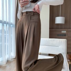 Quần tây dài ống rộng, phong cách hàn quốc cho nữ, túi ngang QN36